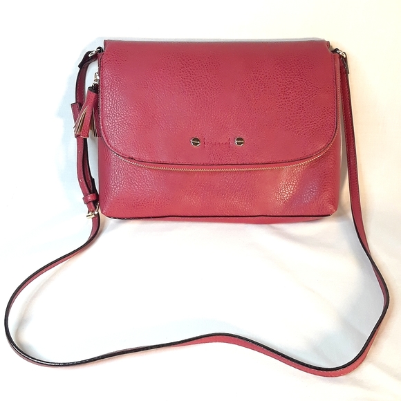 Kate Landry red faux leather shoulder bag - Picture 1 of 11